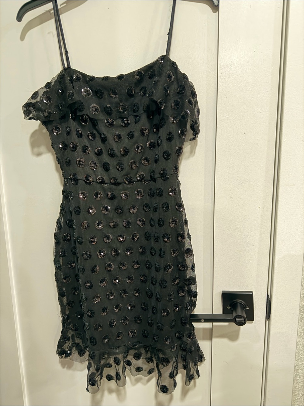 Girls Black Sequin Dot Party Dress